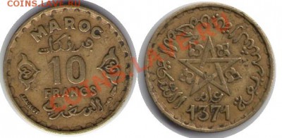 >L< Марокко 10 франков 1952 до 17.01.12 20:00 - Марокко_10_франков_52