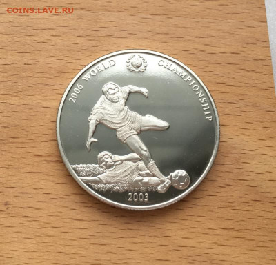 Крона Шайба Монголия 100 тугриков 2003 Чемпионат мира футбол - krona_shajba_mongolija_100_tugrikov_2003_chempionat_mira_futbol_2006_pruf_proof_sport_futbolist