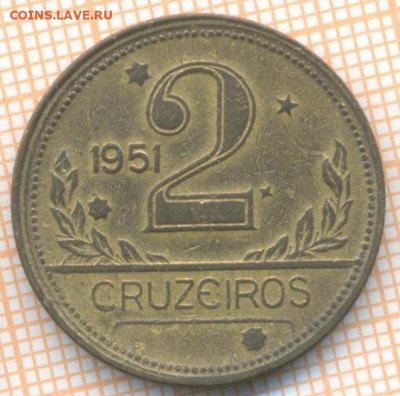 Бразилия 2 крузейро 1951 г., до 10.04.2024 г. в 22.00 по Мос - Бразилия 2 крузейро 1951 618