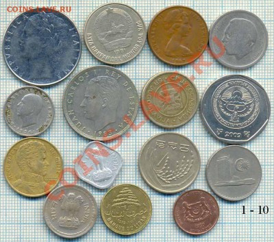 иностранные монеты наборами и на выбор - 1 10 а