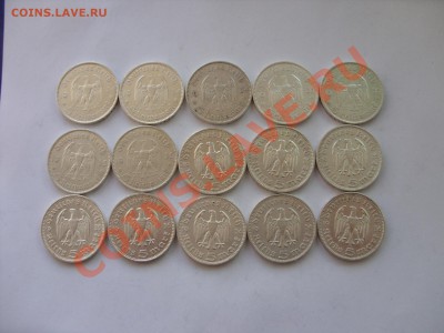5 марочники 3 Рейха 15 штук (7 штук Кирха, 8 штук Гиндеры) - 5 марок 15 штук - 2
