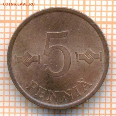 Финляндия 5 пенни 1966 г., до 16.04.2024 г. в 22.00 по Москв - Финляндия 5 пенни 1966 308а
