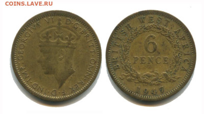 Бр. Западная Африка 6 пенсов 1947, 12.04.2024 22.00 мск - Бр Зап Африка 6 пенсов 1947