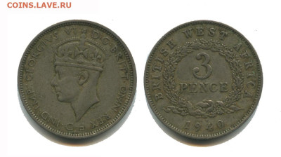 Бр Западная Африка 3 пенса 1940, 12.04.2024 22.00 мск - Бр Зап Африка 3 пенса 1940