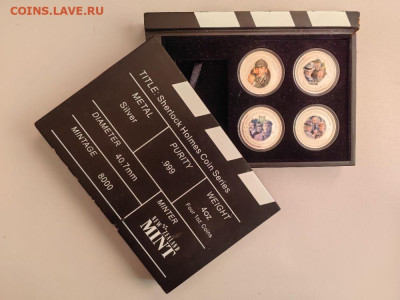2дол 2007 О-ва Кука, Шерлок Холмс (4шт), Ag999, до 17.04 - ЯЯ Шерлок холмс-1