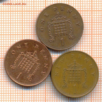 Великобритания 1 пенни 1978,90,98 г., до 18.04.2024 г. в 22. - Великобритания 3 монеты 654а
