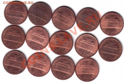 1-центовики США, 29шт, погодовка 1962-2008, "кучкой" - Центы2-2
