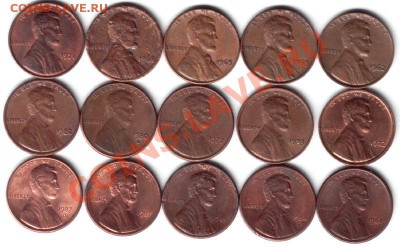 1-центовики США, 29шт, погодовка 1962-2008, "кучкой" - Центы1-1