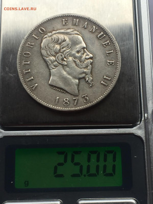 Италия, 5 Лир 1873, Виктор Эммануил II, до 22.04.2024 - D8D2C193-FE5A-4E5E-827C-34603B15C713