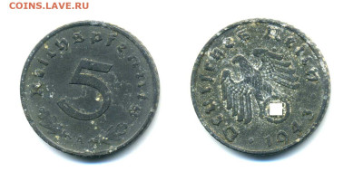 Германия-Третий рейх 5 рейхспфеннигов, 1943 А до 19.04 22:00 - 5pf1943german