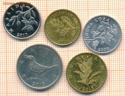 Хорватия 5 монет, до 22.04.2024 г. в 22.00 по Москве - Хорватия 5 монет 493а