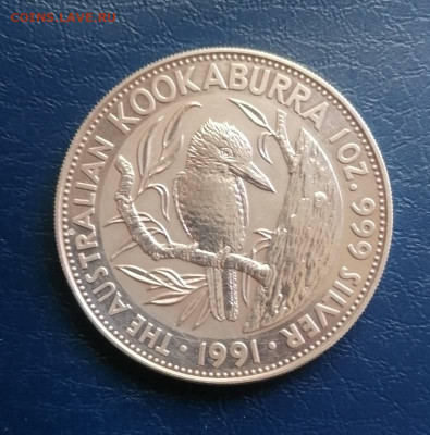 Кукобарра 5 доллар Австралия 1991г. унция серебра 999 пр - IMG_20240417_135434_edit_3885563374927