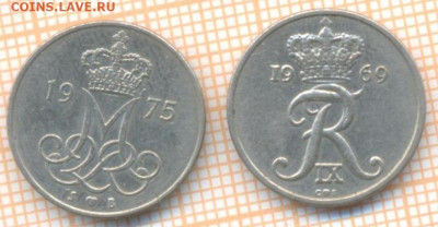 Дания 10 эре 1969,1975 г., до 24.04.2024 г. в 22.00 по Москв - Дания 10 эре 1969 1975  690