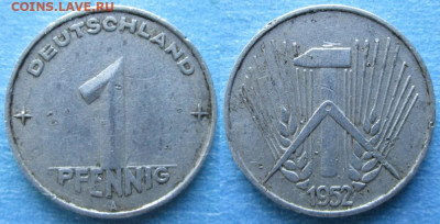 ГДР 1 пфенниг 1952 А до 23-04-24 в 22:00 - ГДР 1 пфенниг 1952 А    200-к102-11684