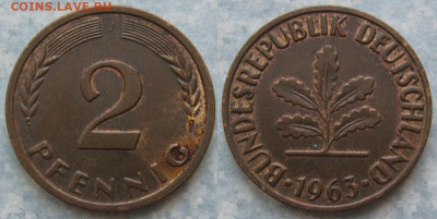 фикс Ходячка ФРГ 2 пфеннига 1950-1967. до 27-04-24 в 22:00 - 48.23. -ФРГ 2 пфеннига 1963 J    205-ас107-11591