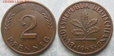 фикс Ходячка ФРГ 2 пфеннига 1950-1967. до 27-04-24 в 22:00 - 48.30. -ФРГ 2 пфеннига 1965 J    180-ас65-10162