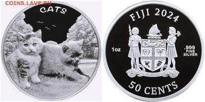 Кошки на монетах - Фиджи-50-2024