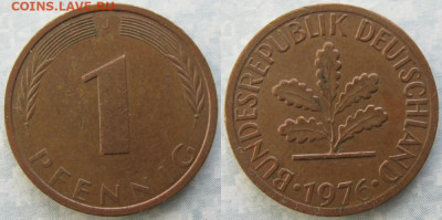 фикс Ходячка ФРГ 1 пфенниг 1948-1979г до 27-04-24 в 22:00 - 50.36. -ФРГ 1 пфенниг 1976 J    7250