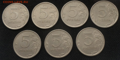 5 рублей спмд 2009г шт.С-5.22 7 монет . - 5р09 С-5.22 7(2)