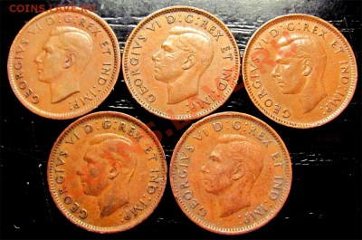 G12 Канада 1¢ подборка 5шт. 1940-42-43-45-46 до 23.01 в 22°° - G12 Canada 1c 5 pcs 1940-46_2