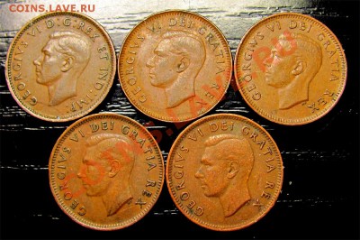 G13 Канада 1¢ подборка 5шт. 1947-49-50-51-52 до 23.01 в 22°° - G13 Canada 1c 5 pcs 1947-52_2