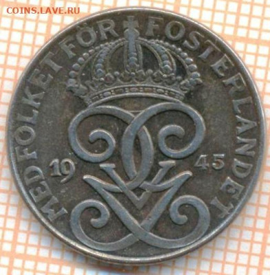 Швеция 2 эре 1945 г., до  02.05.2024 г. в 22.00 по Москве - Швеция 2 эре 1945 745