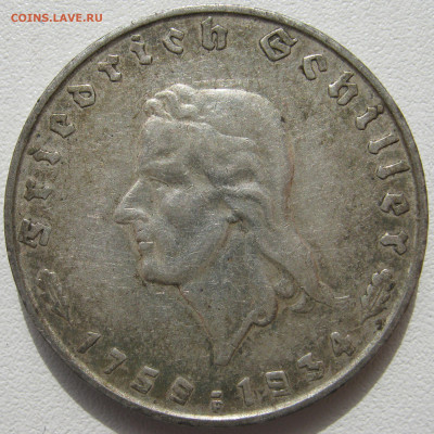 Германия 3 рейх 2 рейхсмарки 1934 F Фридрих Шиллер до 1.05 - IMG_8506.JPG