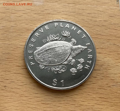 Крона Шайба Либерия 1$ доллар 1994 Дальневосточная черепаха - krona_shajba_liberija_1_dollar_1994_sokhranim_planetu_zemlja_dalnevostochnaja_cherepakha_fauna_zhivotnye