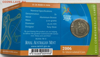 Австралия 1$ доллар 2006 Игры Содружества Спорт буклет блист - avstralija_1_dollar_2006_igry_sodruzhestva_sport_buklet_blister