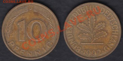 Германия 10 пфеннигов 1992J до 20.01.2012 21-30 - Германия 10 пфеннигов 1992J