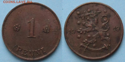 Финляндия 1 пенни 1919 до 09-05-24 в 22:00 - Финляндия 1 пенни 1919    239-ас128-11771