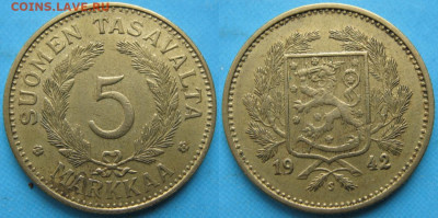 Финляндия 5 марок 1942 до 11-05-24 в 22:00 - Финляндия 5 марок 1942 S   138-ак6- 5060