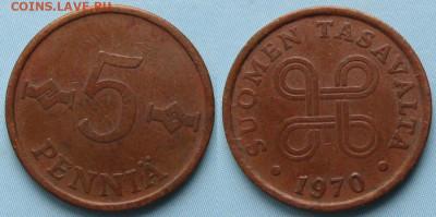 Финляндия 5 пенни 1970 до 12-05-24 в 22:00 - Финляндия 5 пенни 1970    170-к151-13192