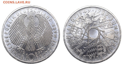 ФРГ. 10 марок 1989 г. 40 лет ФРГ. До 08.05.24. - Р2174