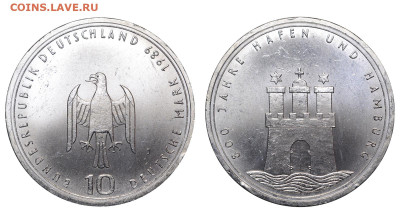 ФРГ. 10 марок 1989 г. Гамбург. До 08.05.24. - Р2184