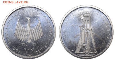 ФРГ. 10 марок 1997 г. Дизельный двигатель До 08.05.24. - Р2256