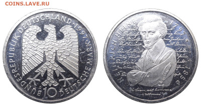 ФРГ. 10 марок 1997 г. Гейне. До 08.05.24. - Р2261