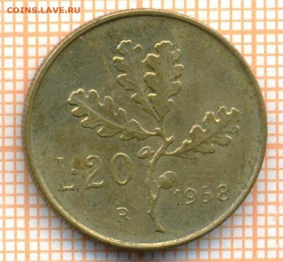 Италия 20 лир 1958 г., до 13.05.2024 г. в 22.00 по Москве - Италия 20 лир 1958 785