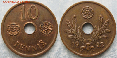 Финляндия 10 пенни 1942 до 14-05-24 в 22:00 - Финляндия 10 пенни 1942    187-ас47-9691
