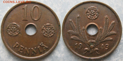 Финляндия 10 пенни 1943 до 14-05-24 в 22:00 - Финляндия 10 пенни 1943     180-к44-9918