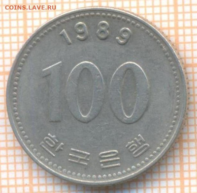 Южная Корея 100 вон 1989 г., до 15.05.2024 г. в 22.00 по Мос - Южная Корея 100 вон 1989 15 165