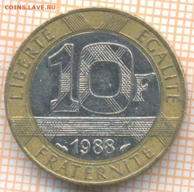 Франция 10 франков 1988 г., до 15.05.2024 г. в 22.00 по Моск - Франция 10 франков 1988 10 166