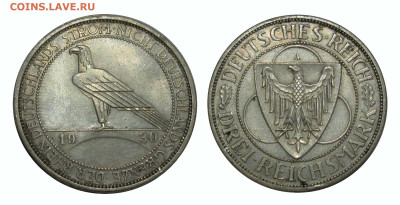 3 марки 1930 года А, германия веймар рейланд - рейланд