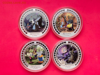 2дол 2008 О-ва Кука -Союзмультфильм Ag999 (4шт), до 21.05 - ЯЯ Мульты-1