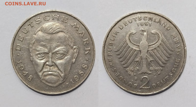 ФРГ 2 марки 1991 года, Людвиг Эрхард - 18.05 - IMG_20240509_112040