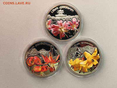 1 доллар 2012 Ниуэ Лилии (3шт), Ag925, до 22.05 - ЯЯ Лилии-3