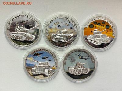 5дол 2008 Либерия. Танки Второй мировой войны (5шт), Ag999 - ЯЯ Танки-2