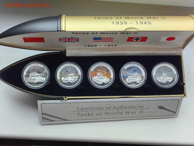 5дол 2008 Либерия. Танки Второй мировой войны (5шт), Ag999 - ЯЯ Танки-1
