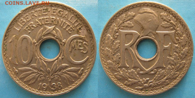 Франция 10 сантим 1938 до 23-05-24 в 22:00 - 38.18. -Франция 10 сантим 1938    160-ас20-5854