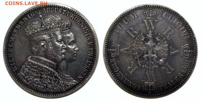 1 талер "СВАДЕБНЫЙ" Пруссия 1861 - image